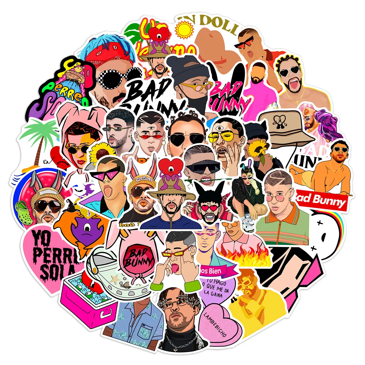 AliExpress NONE 50Pcs Bad Bunny Graffiti Stickers Water Bottle Laptop Phone Bicycle Luggage Case Skateboard  Sticker