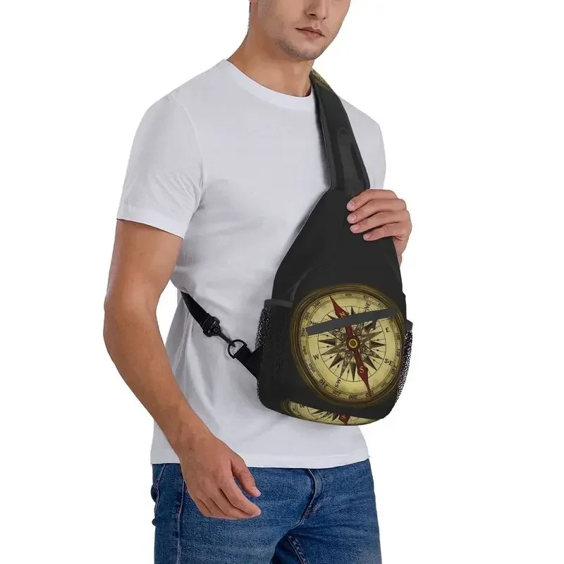 Sac à bandoulière boussole pour homme, sac à dos de poitrine, mode nautique initiée pour le voyage