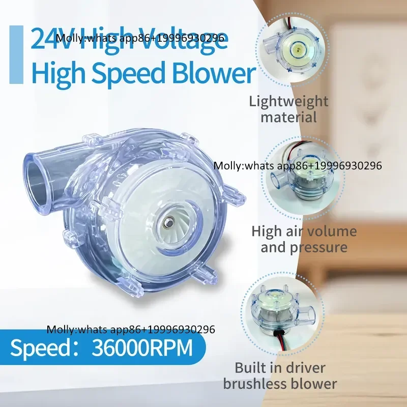 24V Tekanan Tinggi 7.8Kpa Brushless DC Micro Blower 36000rpm Tahan Air Blower Sentrifugal Rendah Kebisingan untuk Sistem Vakum
