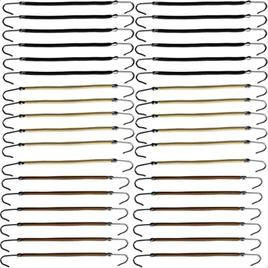 

36PCS Elastic Hook Hair Tie Styling Ponytail Holder Hooks Hair Cord Black Coffee and Apricot