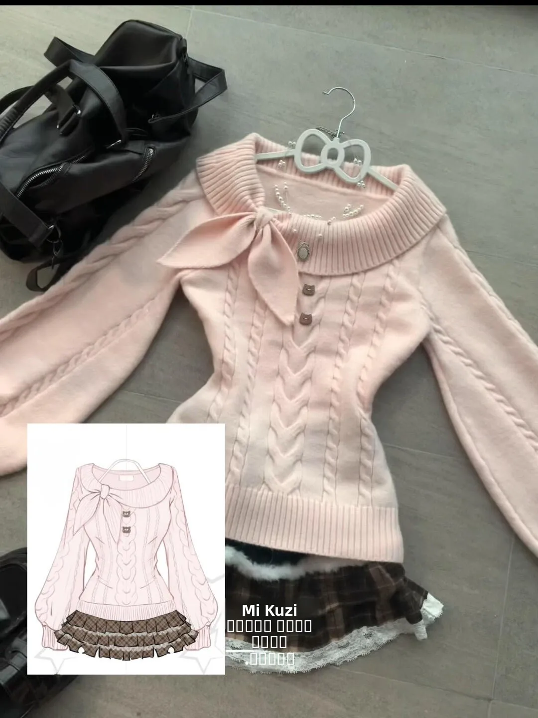 

Sweet Pink Knitted Sweater Women's Slim Fit Overhead Rabbit Ear College Sle Autumn Winter Top Chinese Brand Casual Faion