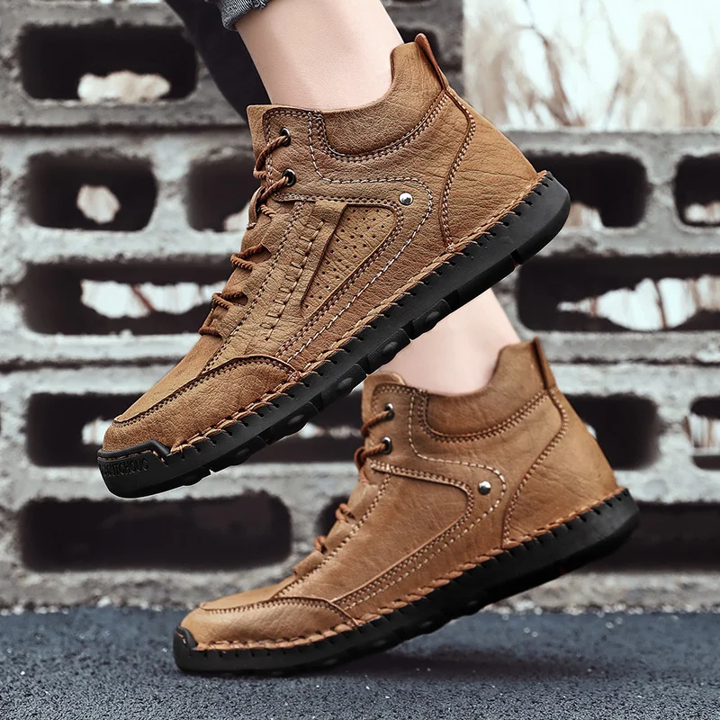 

High Quality Outdoor Non-slip Ankle Boots Men Plus Size 38-48 Winter Warm Mountain Trekking Shoes Male High Top Casual Sneakers