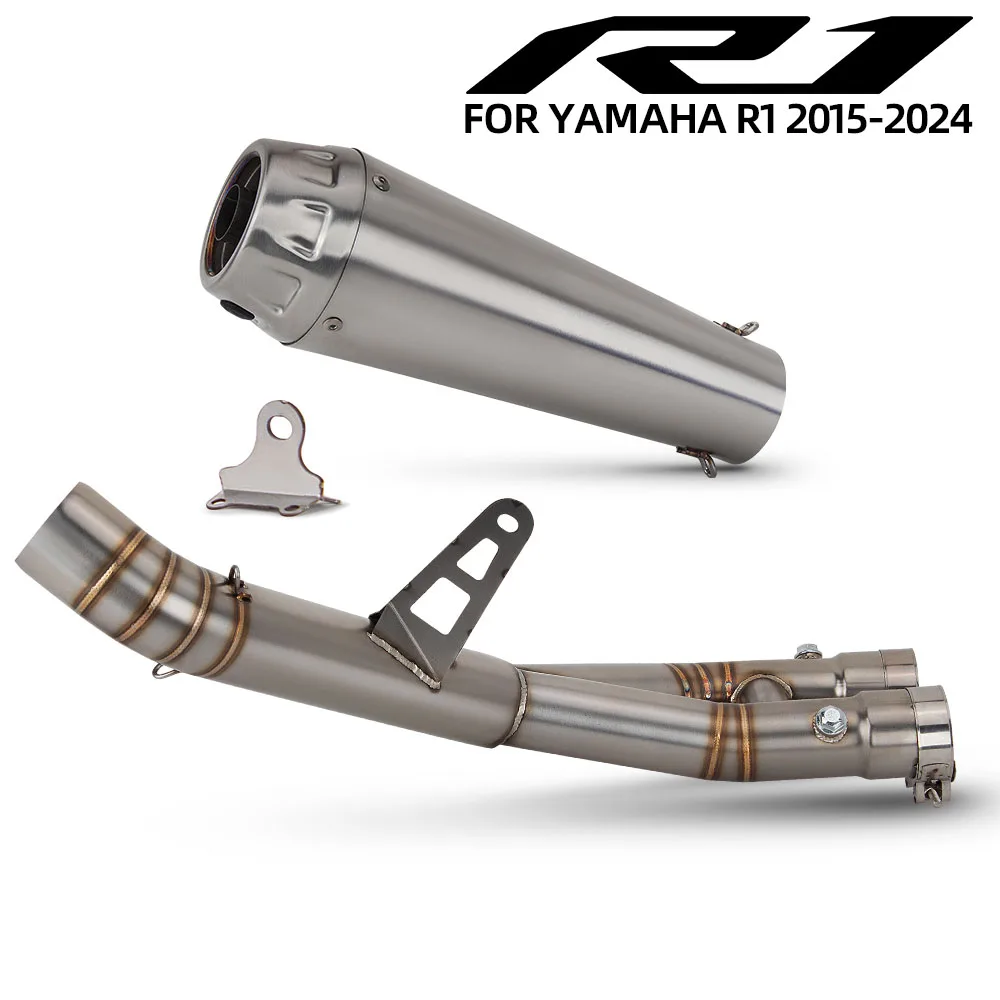 Motorcycle Exhaust System Modify For Yamaha YZF R1 2015-2024 Slip-on Racing Line Middle Tail Link Pipe Stainless Arro Muffler