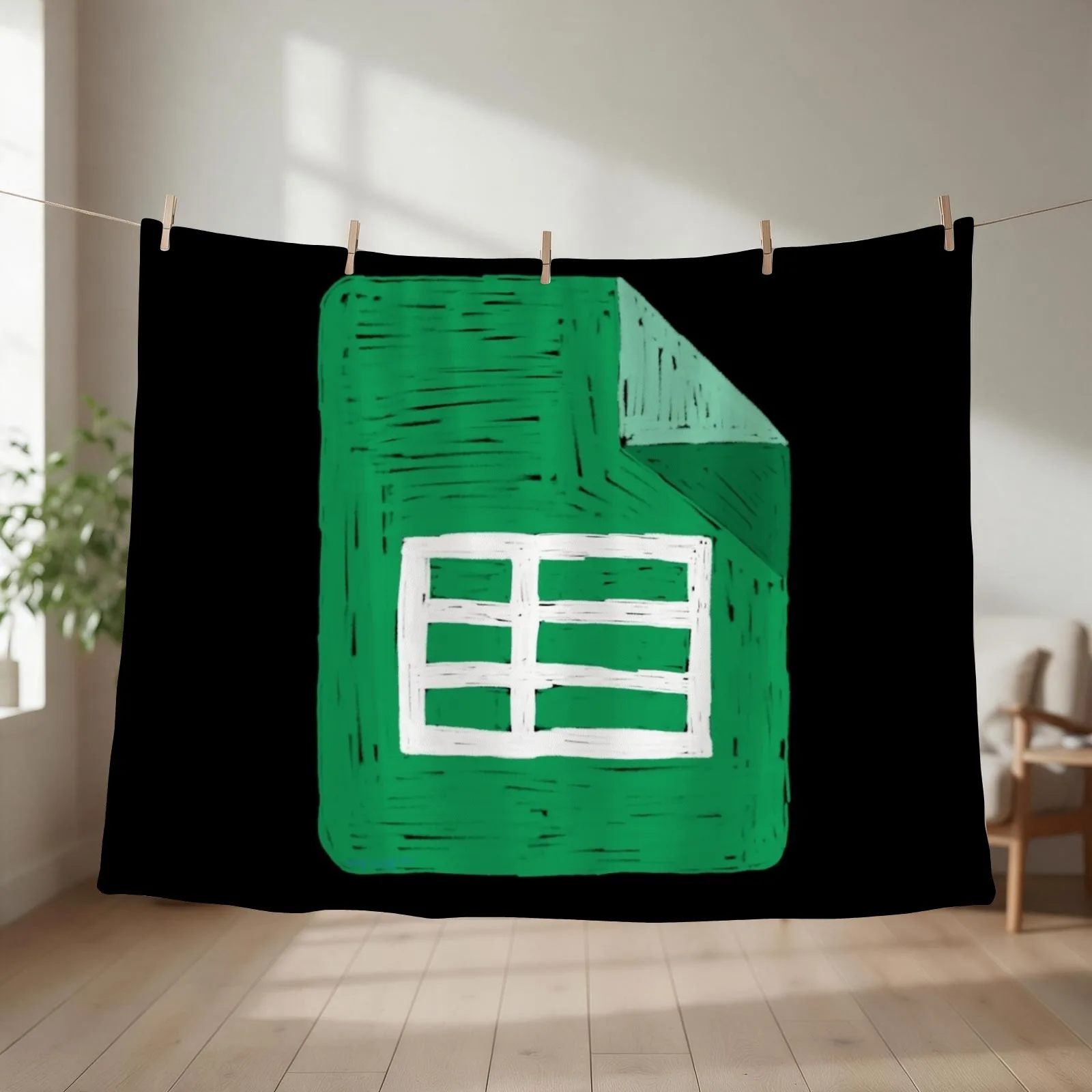 Google Sheets pencil icon Throw Blanket couch cozy soft plush fuzzy picnic outdoor blanket