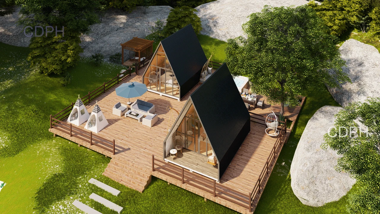 China Luxury Modern Design Prefab Modular Home Triangular House Prefabricated Houses for Living Room