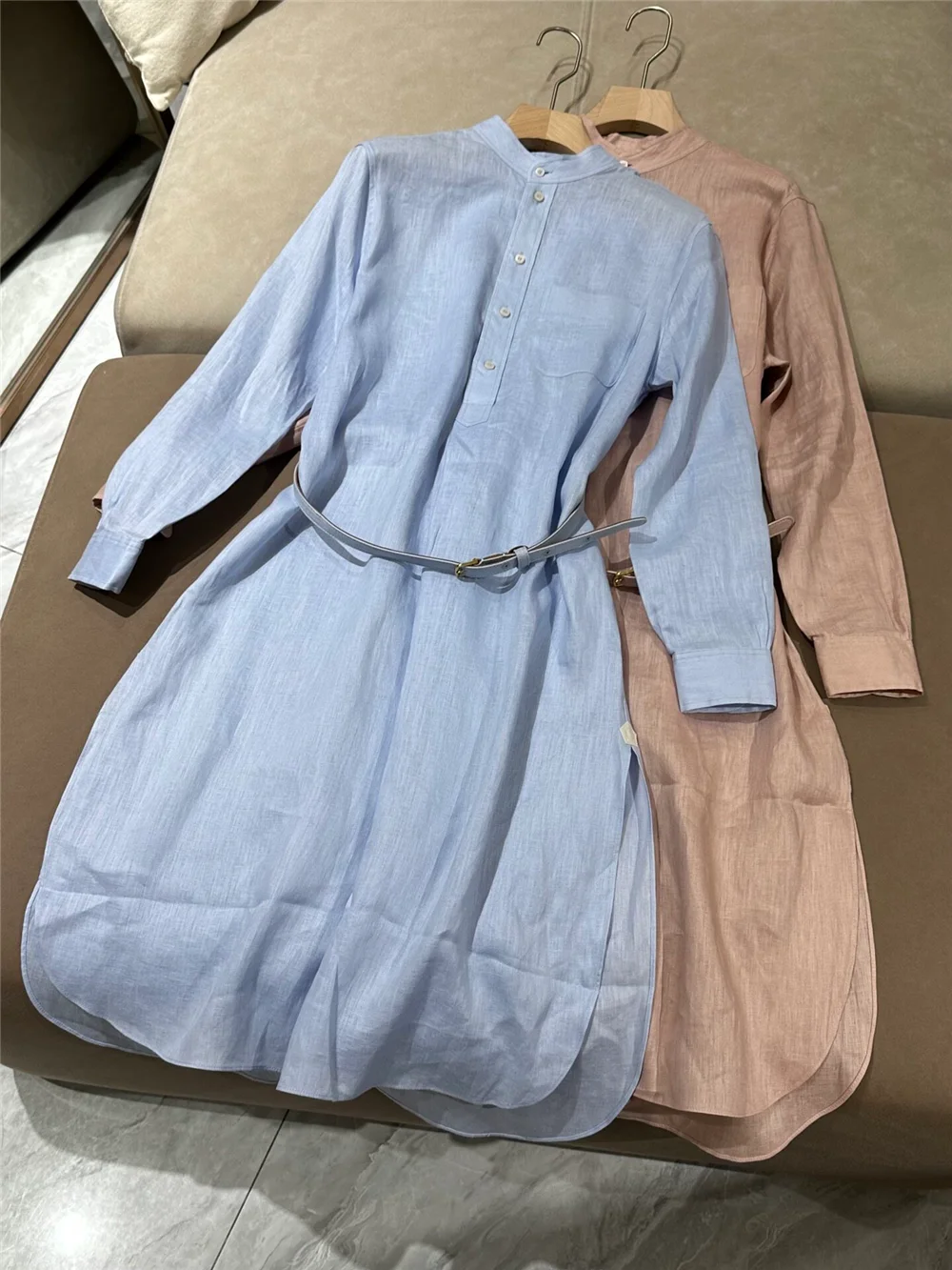 

Spring/Summer 26 New Linen Long-Sleeve Crew-Neck Casual Versatile Shirt Dress