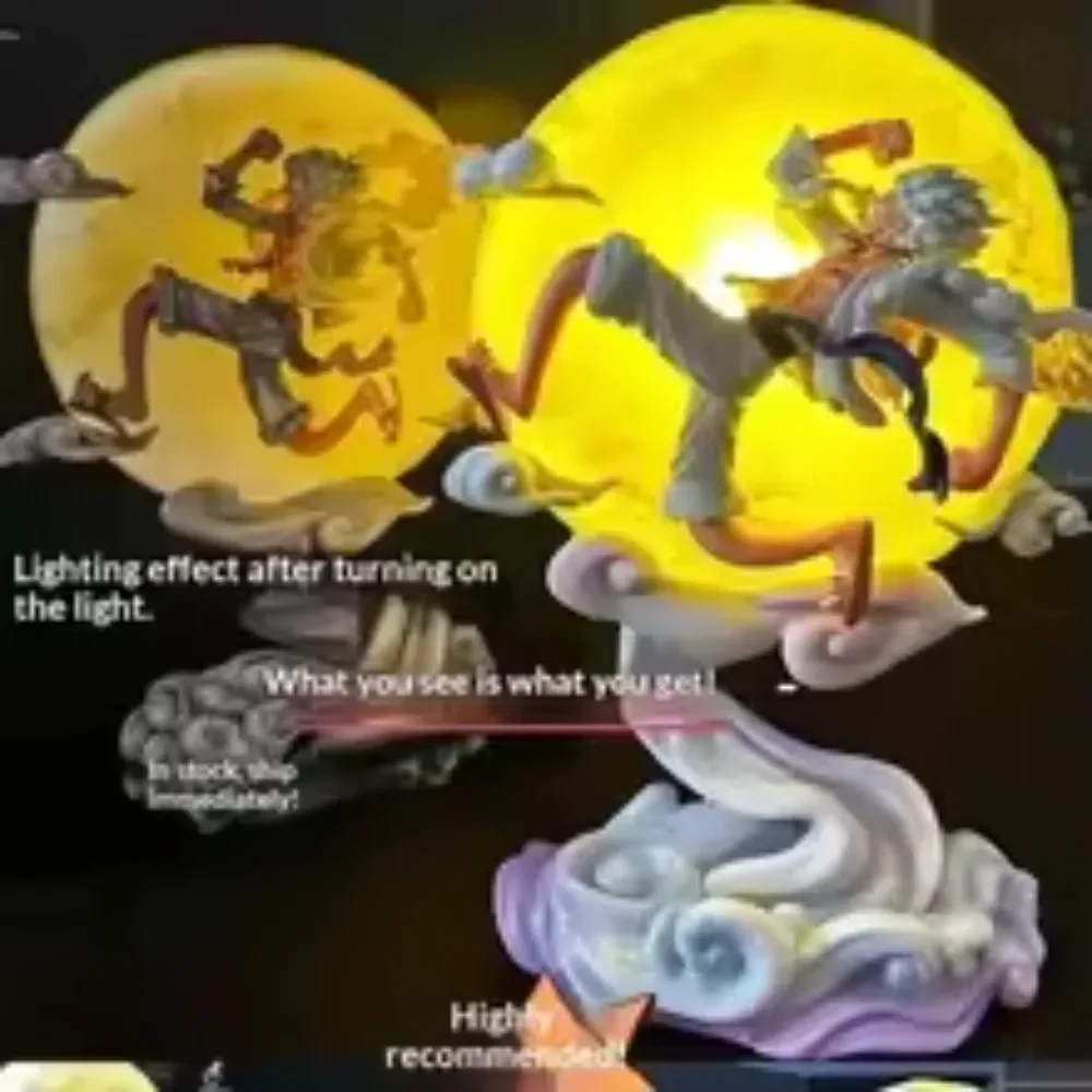 One Piece Anime-Figur 5 Gear Luffy Fliegend zum Mond mit Mondlicht Actionfigur PVC-Dekorationen Sammlerspielzeug