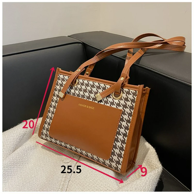 TRAVEASY 2024 New Bag Female Korean Fashion Leopard Print Plaid Large Capacity Tote Bag handbags Bill of Lading Shoulder Bag