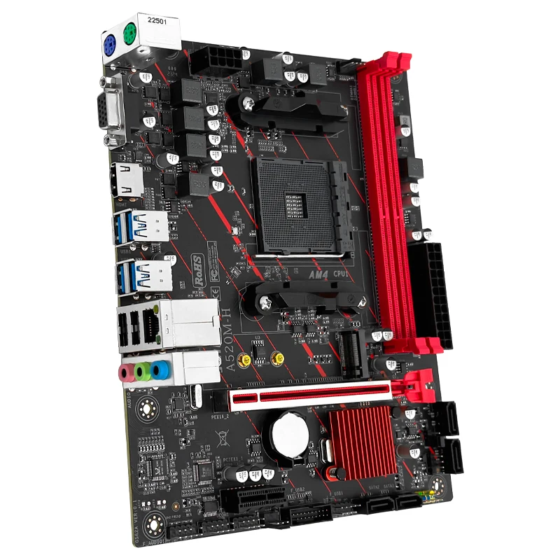 JGINYUE A520M-H Motherboard M-ATX Desktop Motherboard Supports Socket AM4 4000 /5000 Series for Gaming Max 64GB Memory