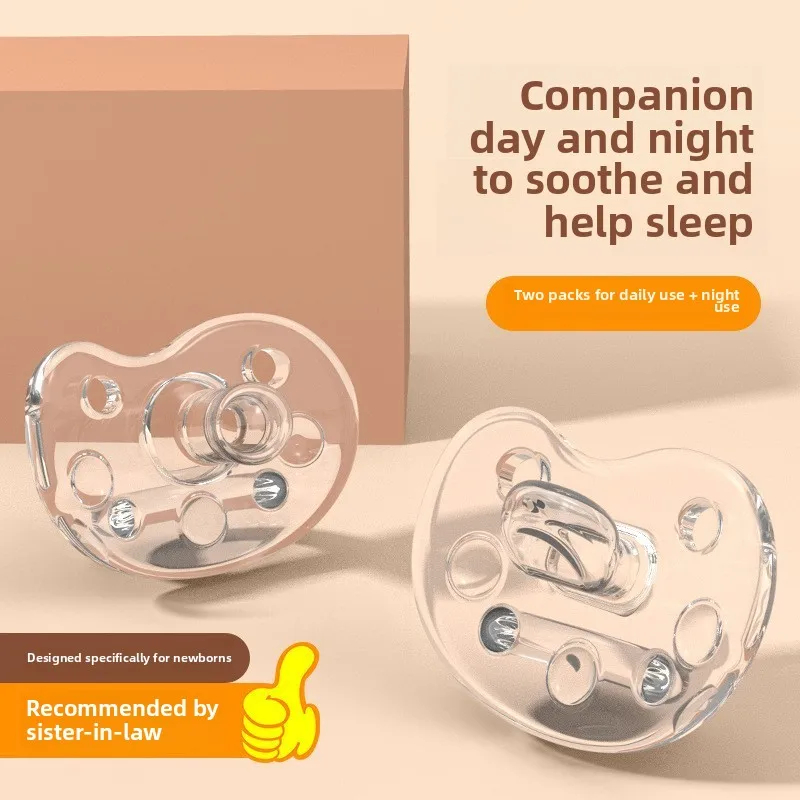 

1Pc Transparent baby Pacifier Soft 100% Silicone Thumb type nipple Type Infant Toddler Sleeping day round night flat nipple head