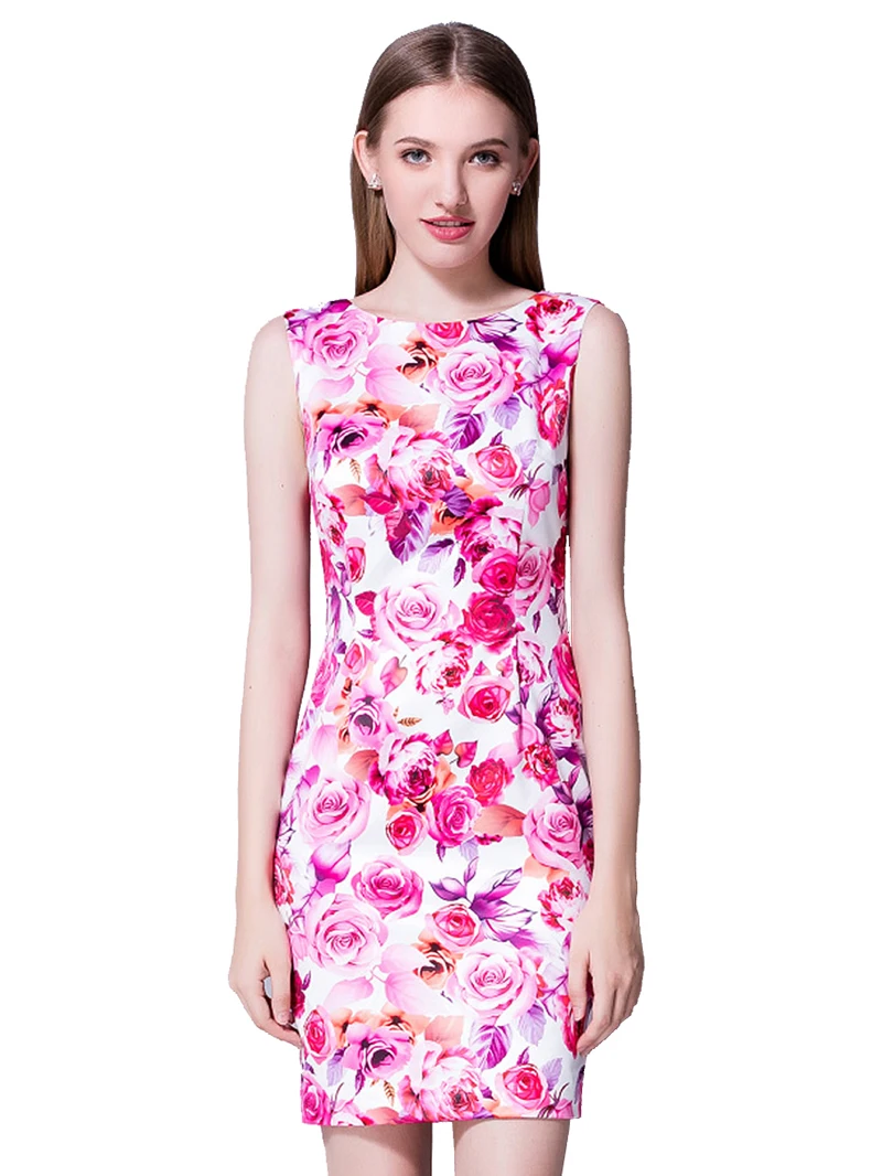 

Милое платье-футляр с цветочным принтом для девочек, летние платья без рукавов с круглым вырезом