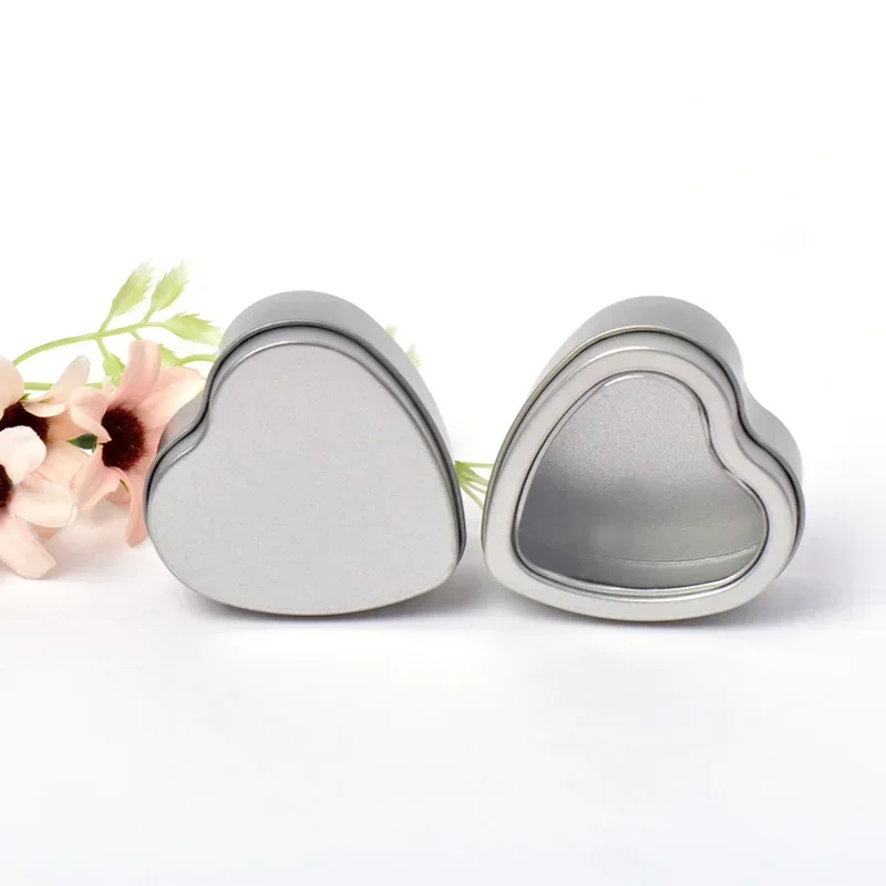 12pcs Heart-shaped Empty Aluminum Metal Tins with Clear Window DIY Candle Making Containers Molds Candy Gifts Packaging Box