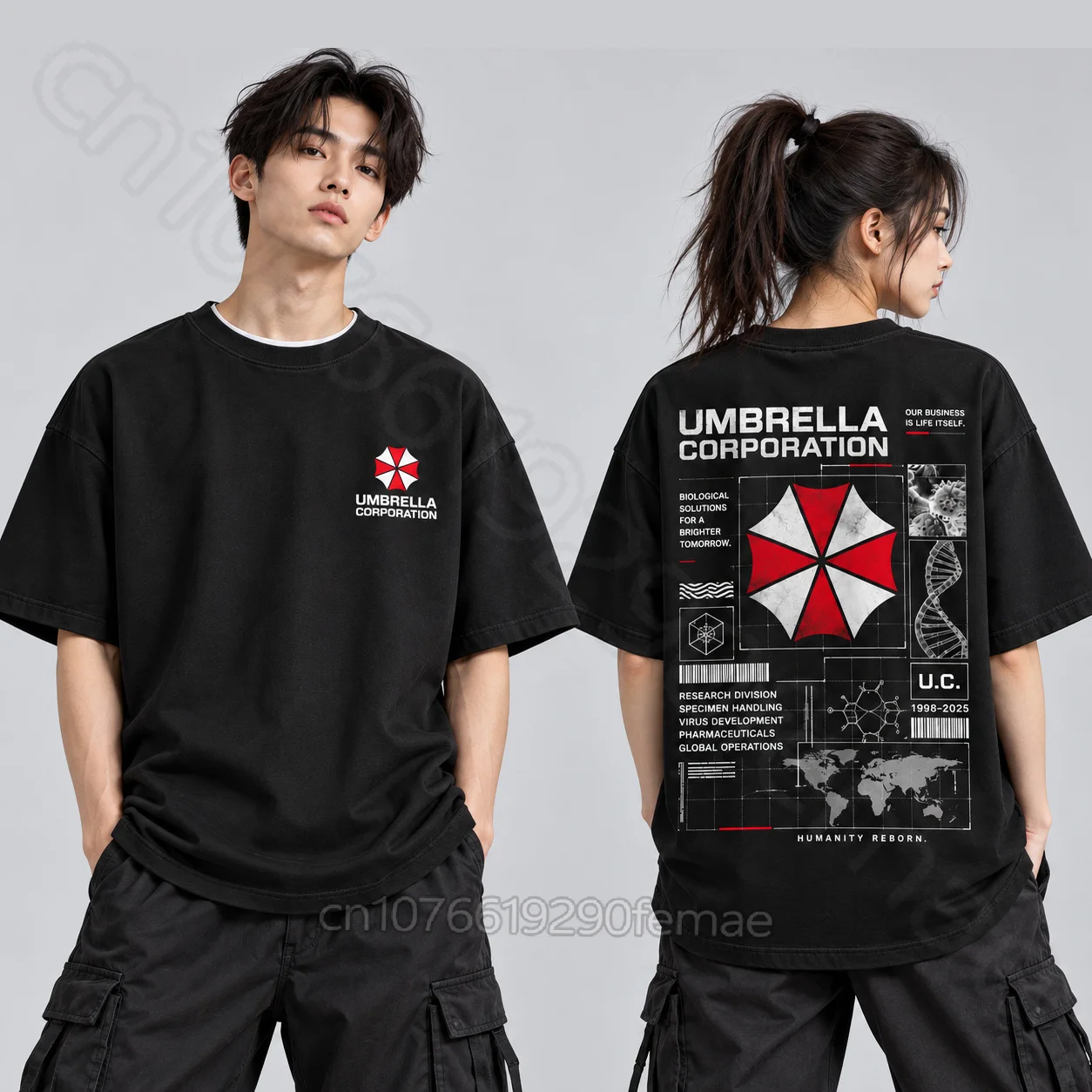 Resident Evil Umbrella Corporation T-Shirt Women's Men's Oversized Tee Biohazard Graphic Print Casual Streetwear Summer Top