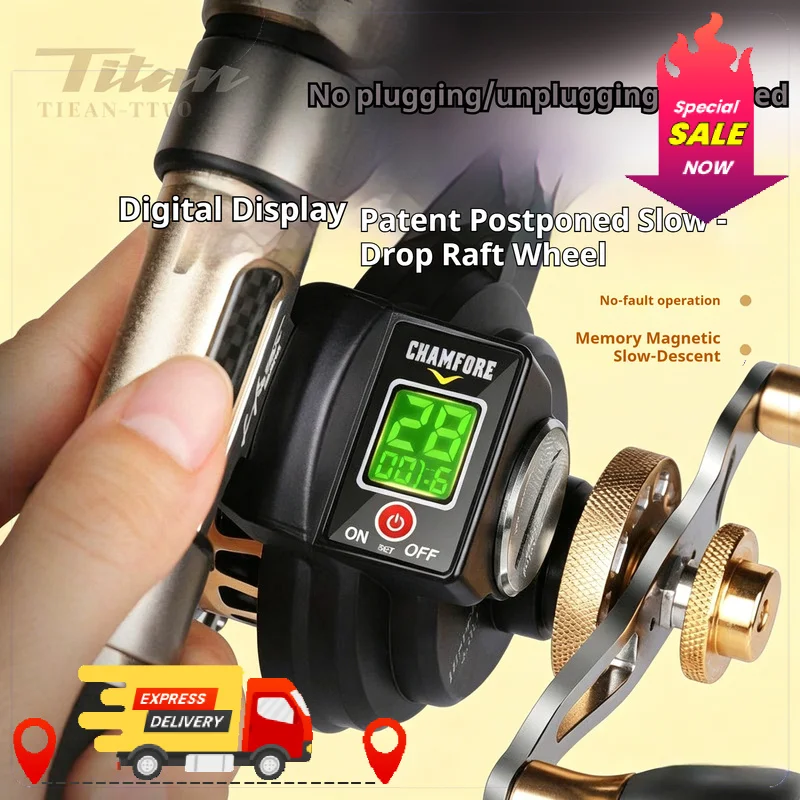 Magnetic Slow Descent Raft Reel Full Metal Digital Line Counter Auto Line Winding Micro Lead Fishing Reel