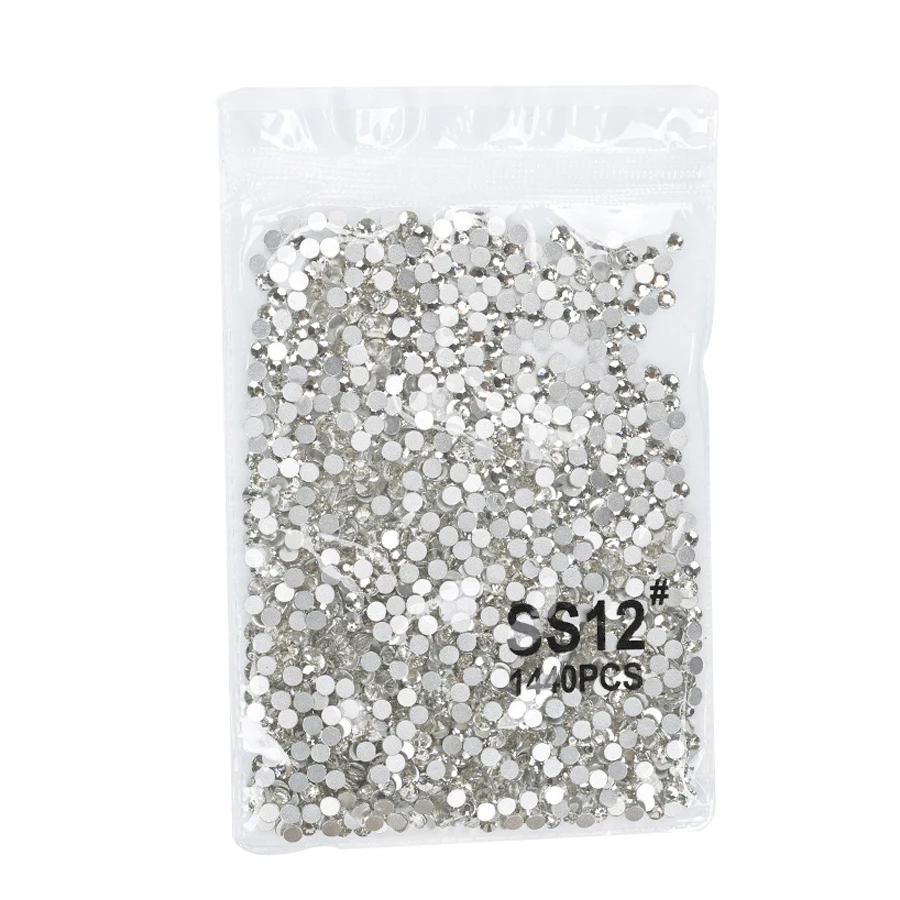 1440 Stück Nagel-Flachsteine, klare AB-Glas-Strass-Steine SS3-SS12, 3D-Edelsteine, nicht heißfixierbar, für Nagelkunst-Dekoration – Detail 12