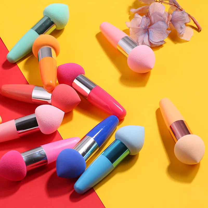 ฟองน้ำแต่งหน้าแบบมีด้ามจับ รูปหัวใจ แปรงแต่งหน้าเนื้อเนียน รูปทรงสวยงาม อุปกรณ์แต่งหน้าสำหรับผู้หญิง