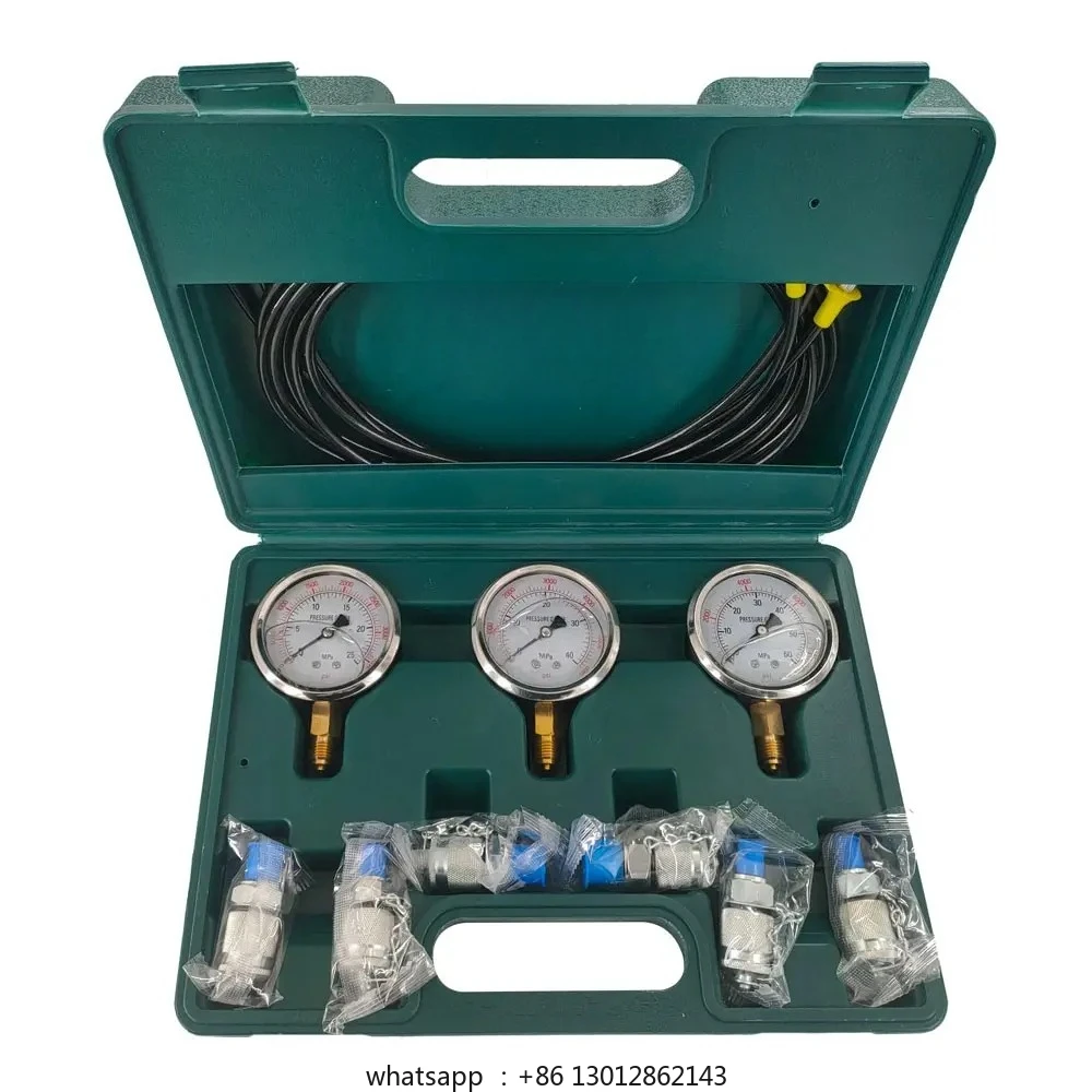 

Hydraulic Pressure Gauge Kit Excavator Hydraulic Kit Pressure Meauring Device 6 Test Couplings 3 Pressure Gauges 3 Test Hose