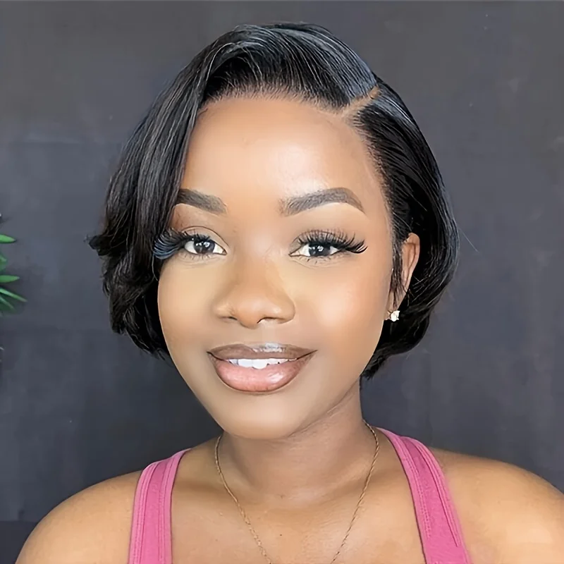 Short Pixie Cut Wigs Human Hair 13x4 Bob Lace Front Human Hair Wigs for Women 13x4 Full Lace Frontal Pixie Wig Party Cosplay Wig image 5