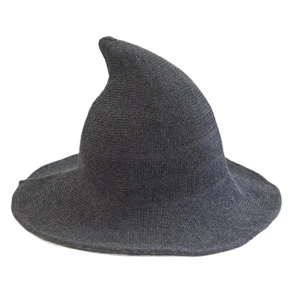 Sombrero de bruja de Cosplay moderno para mujer, gorro de lana hecho de moda para Halloween, fiesta, Festival, nuevo, 2023, lana de oveja R0T4