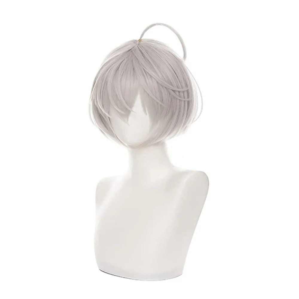Set di parrucche cosplay Tokyo Revengers / Rebirth Way per Kanzaki Senju, acconciatura Bob grigio argento