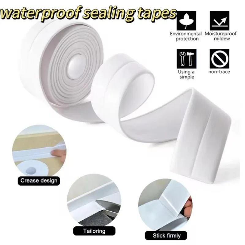 Waterproof Sealing Tape PVC Self Adhesive Bathroom Bath Wall Glue Sticker Kitchen Sink Caulk Mold Proof Seal Covering Tape Strip