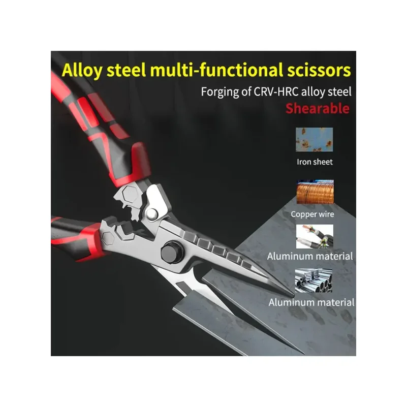 Multi-functional Electrician Scissors, Crimping Wire Cutting Tool With Wrench Function For Metal Sheet And Cable Cutting