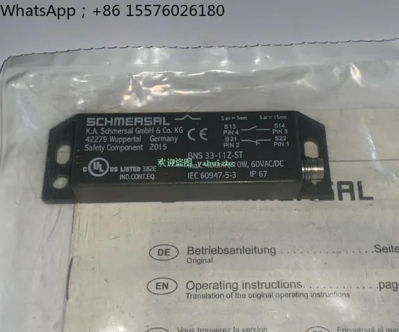 3PCS，BNS 33-11Z-ST Order Number: 101140997 with 4-core M8 plug, 60Vdc, 0.4A