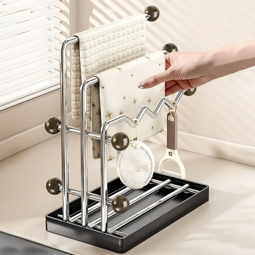 

Многофункциональная сушилка для кухонных принадлежностей из нержавеющей стали с поддоном для сбора воды, антикоррозийная, для губок, тряпок и полотенец