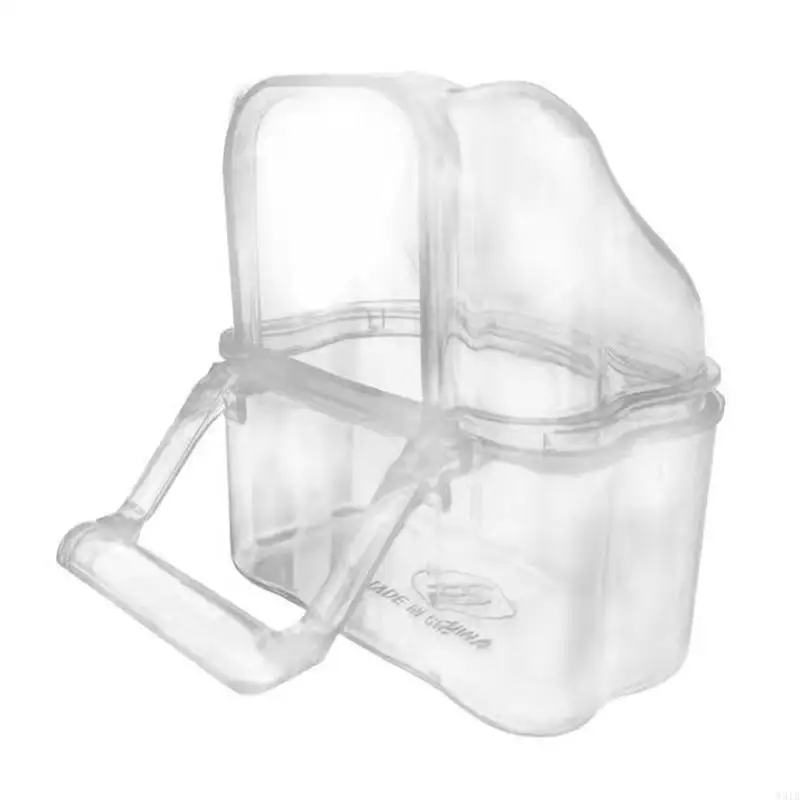 W91b Parakeet Feed Box Pet Cage Plateed Container Birds Clear Dispenser