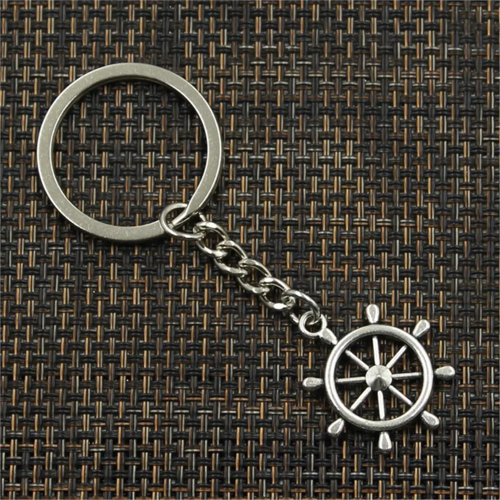 New Keychain 28x24mm ship\'s Wheel Helm Rudder Pendants DIY Men Car Key Chain Ring Holder Keyring Souvenir Jewelry Gift