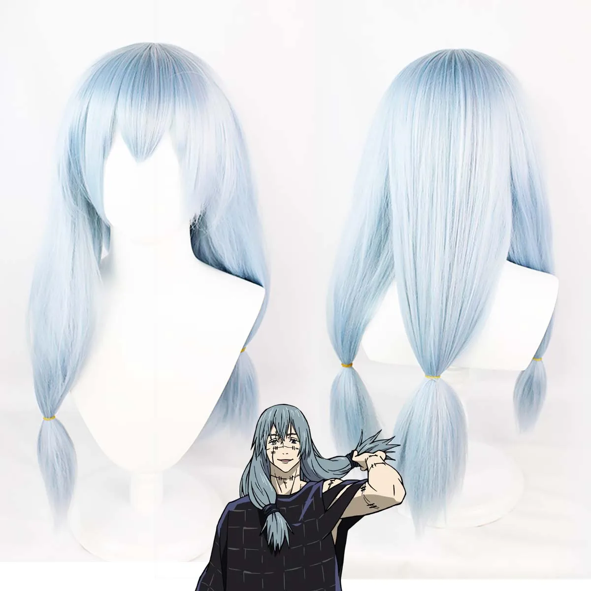 

Термостойкий синтетический парик для косплея аниме Jujutsu Kaisen, длинный, серебристо-сине-серый, в стиле Махито