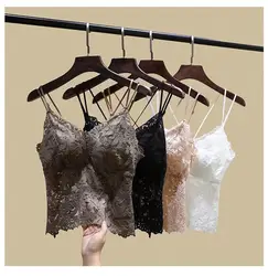 Teenage Girls' Fixed Latex Cup Lace  Beautiful Back  Suspender Women's Sports  Sleeping  Bra  One-piece  Vest  Underwear