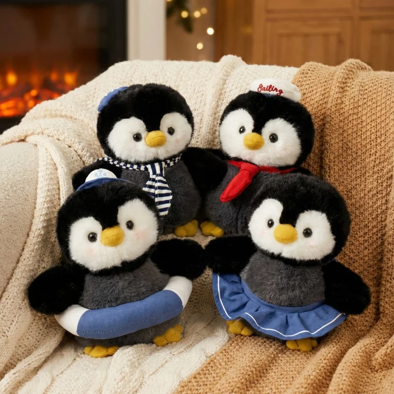 ตุ๊กตาเพนกวินไอซ์แลนด์น่ารัก ของเล่นตุ๊กตาเพนกวินแต่งตัว ของขวัญสำหรับเด็ก ของขวัญวันเกิด พร้อมกระโปรงผูกโบว์และห่วงยาง