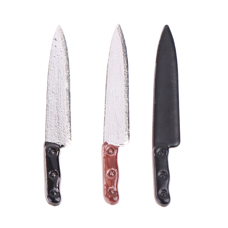 1 peça 1:12 mini acessórios de cozinha brinquedos casa de bonecas miniaturas modelo de faca de metal