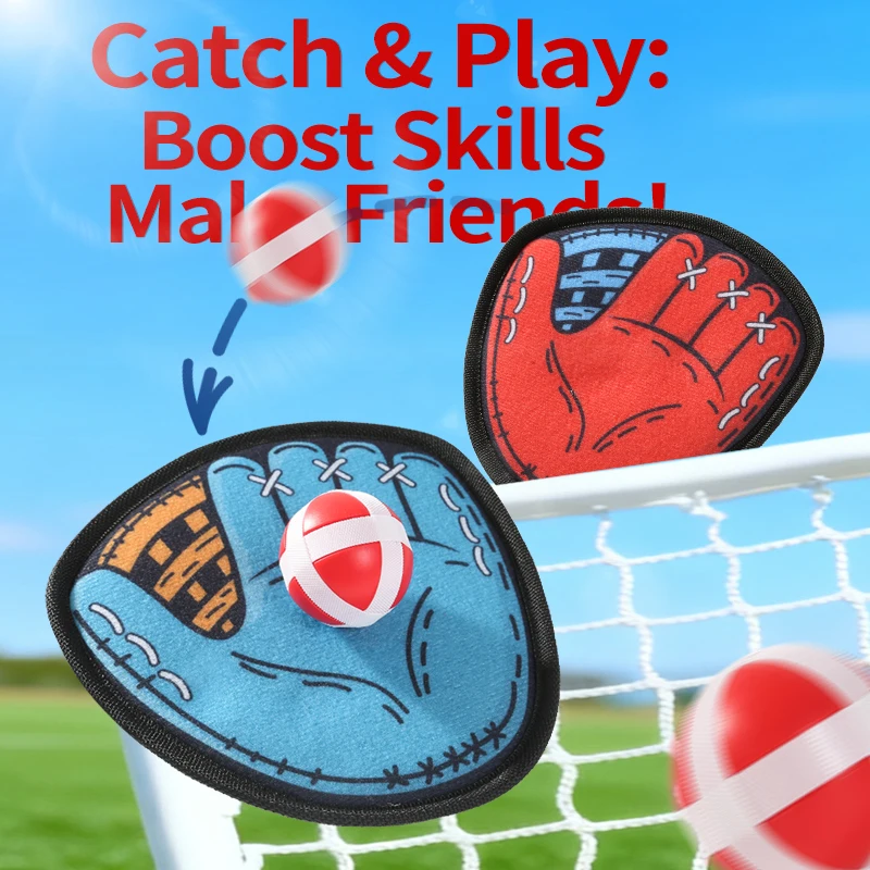 Kids Baseball Glove 3–12Y​ Beginner Soft Leather​ Non‑Slip; Red/Blue/Green; 2 Velcro Balls; Outdoor/Kinder; Boys & Girls; Christ