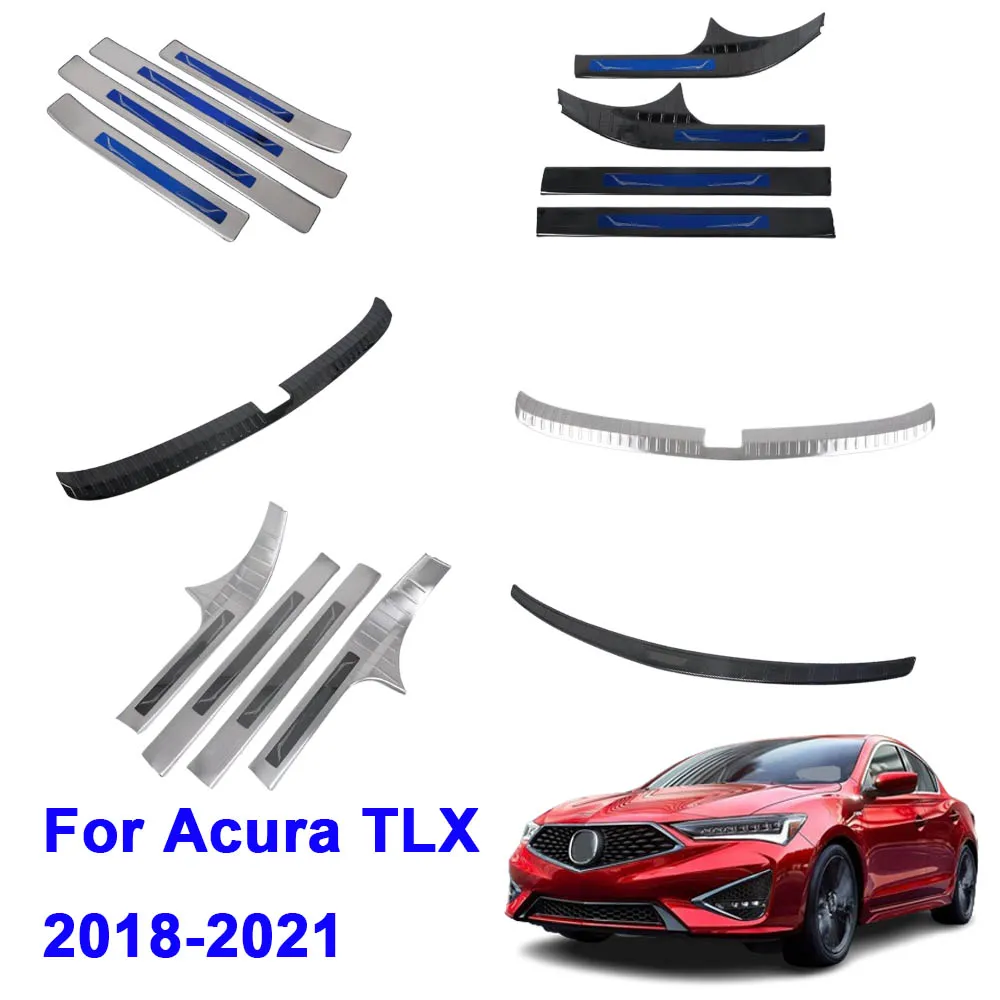 

For Acura TLX 2018 2019 2020 2021 Steel Trunk Door Sill Scuff Plate Cover Rear Bumper Trim Frame Pedal Threshold Accessories