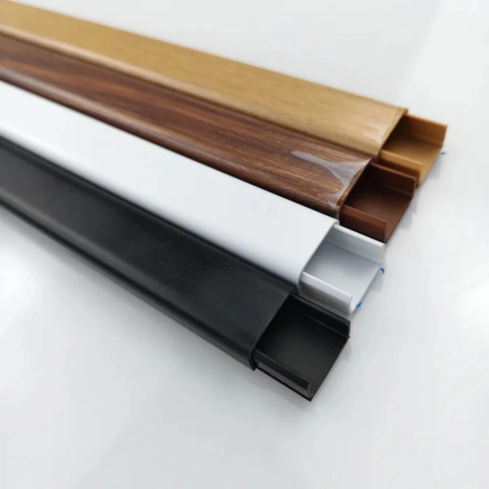 1pc 40cmX2cm Wood Grain Self Adhesive PVC Cable Trunking, No Drill Wall Cord Cover Wire Raceway for TV Cable Management