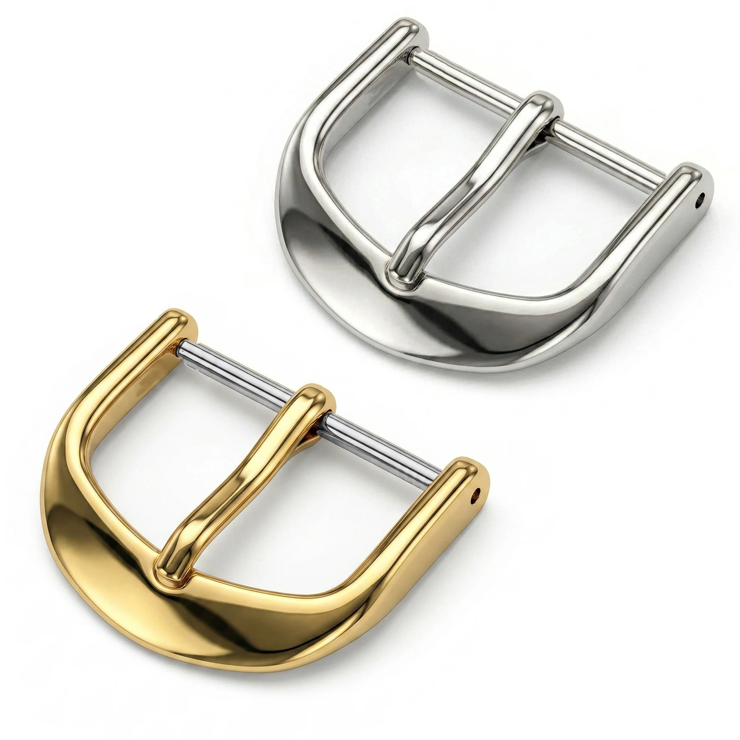 Stainless Steel Watch Buckle Silver Gold 12 14 16 18 20 22mm Solid Metal Polished Leather Watchband Clasp Strap Accessories