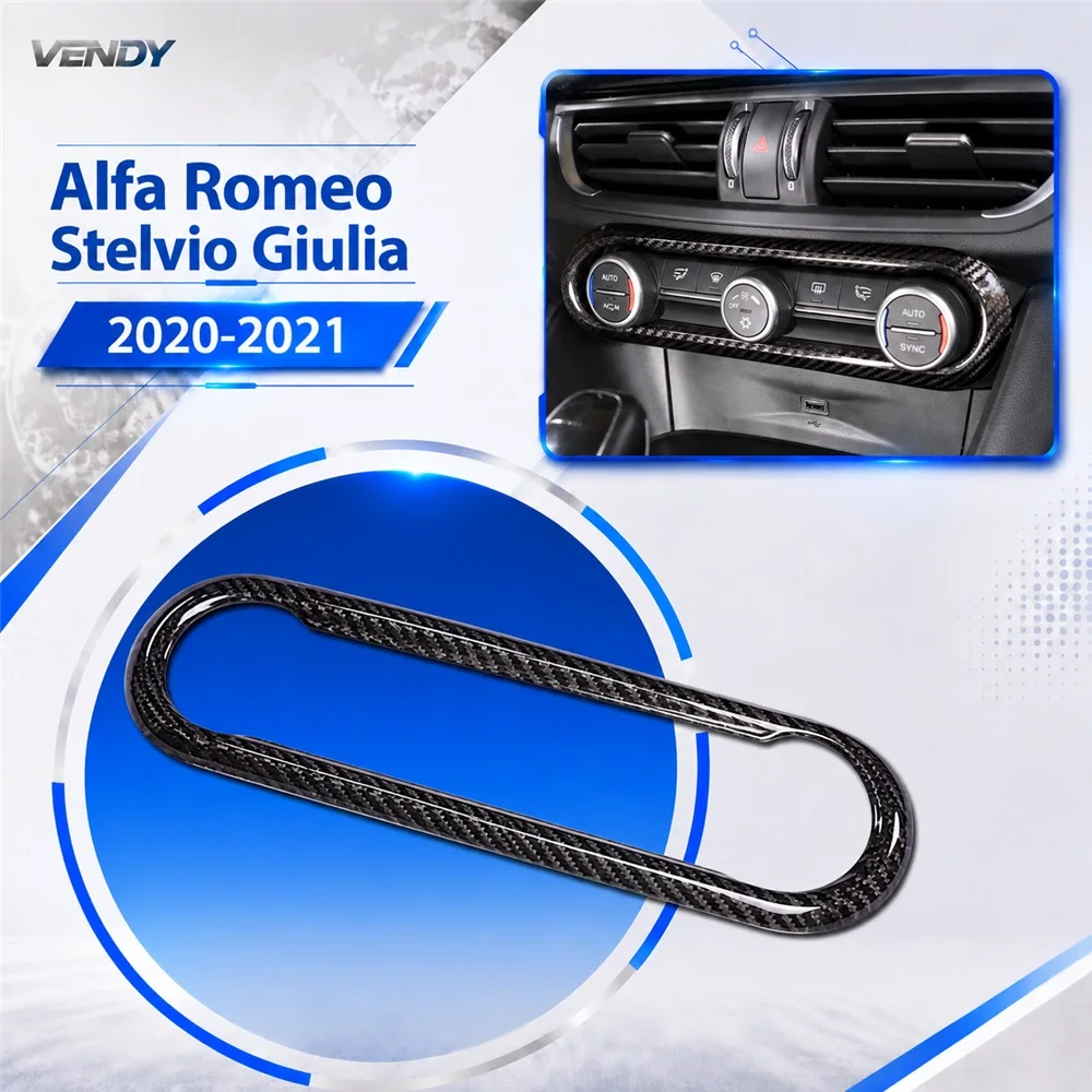Real Carbon Fiber For Alfa Romeo Stelvio Giulia 2020-2021 Center Console Volume AC CD Interior Modification Cover Accessories