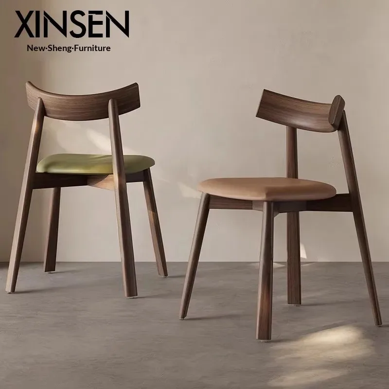 Solid Wood Horn Chairs Home Soft-padded Backrest Chairs Modern Simple Casual Conference Ironwork Regotiation Chairs Silla