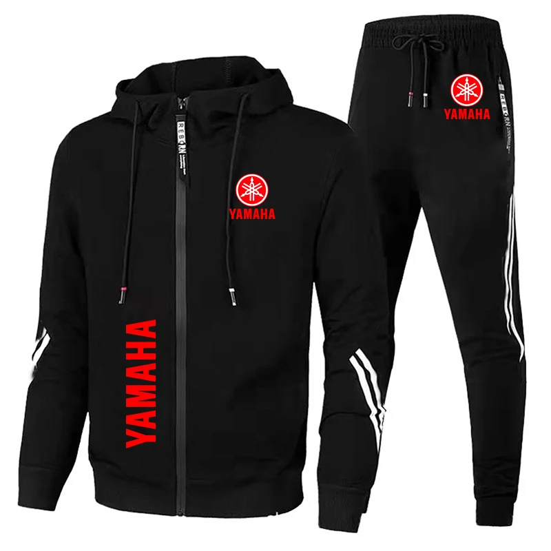 Yamaha Tracksuit Yamaha Logo Print Zip Hoodie&Pant Suit 2 Piece Sets Men Motorcycle Sportswear Jogging Sports Racing Men Clothes