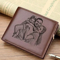Cartera con foto personalizada para papá, regalo personalizado del Día del Padre para hombres con cremallera y bolsillo para monedas, tarjetero con imagen