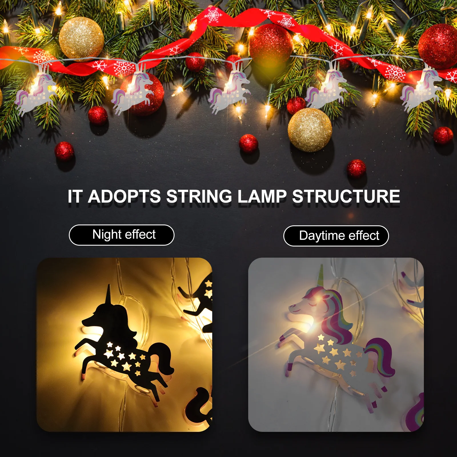 

1set 1Set String Light Iron Material Warm Glow For Christmas Decor Home Room Night Light Xmas Party Festival Decoration