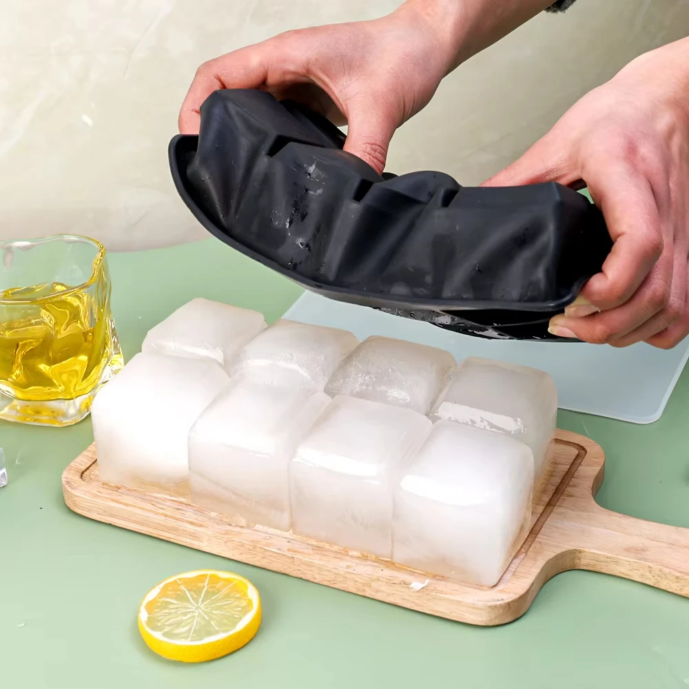 

4/6/8/Grid Big Ice Tray Mold Box Large Food Grade Silicone Ice Cube Square Tray Mold Pub Wine Ice Blocks Maker Model