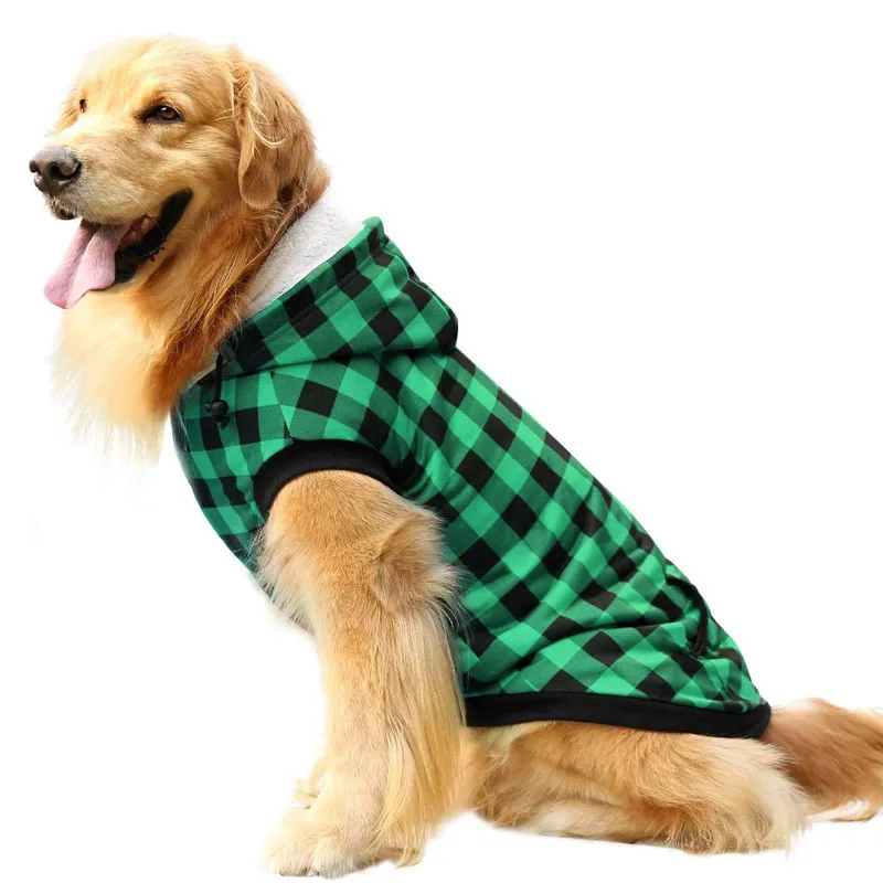 Fall Winter Warm Plaid 2-Leg Dog Sweater for Medium Large Dogs, Pet Clothes for Labrador Samoyed