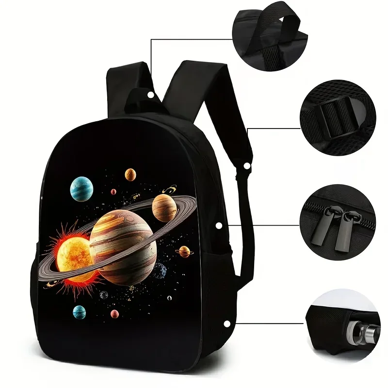 Custom Bag 3pcs Space Planets & For SATURN Backpack Set Compatible For Teens - Cosmic For Galaxy Print School Bag With Tablet/La