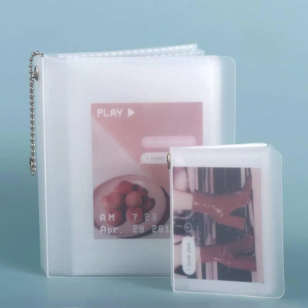 2/3 inch Fashion Card Holder Frosted cover Memory Gift Mini Photo Organizer Bag Pendant Key Chain Photo Album Album Key Ring