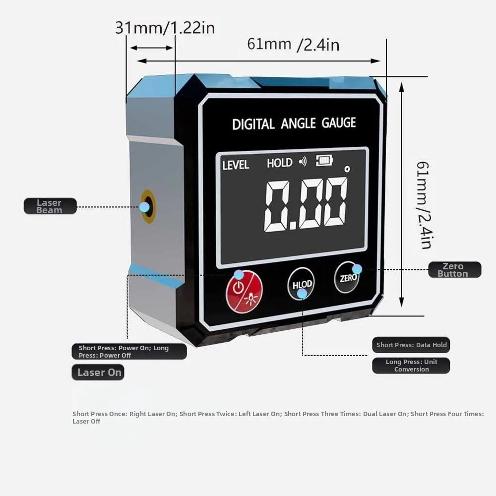 مقاوم للماء الميل الرقمي LCD الخلفية قاعدة مغناطيسية زاوية مكتشف 360 درجة الدقة إمالة زاوية صندوق النجارة العمل #4