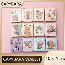 Vintage Capybara Money Coin Purse Zipper INS Style Credit Card Holoder PU Leather Wallet Money Bag for Girls Students Gift