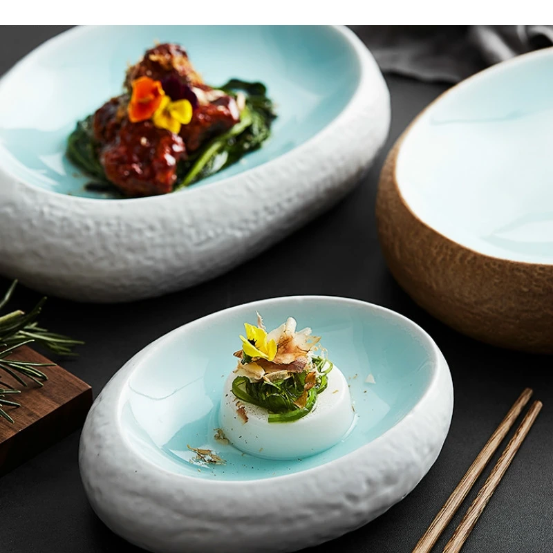 

Chinese Style Ceramic Tableware Steak Plate Main Course Dish Modern Creativity Home Restaurant Irregular Dessert